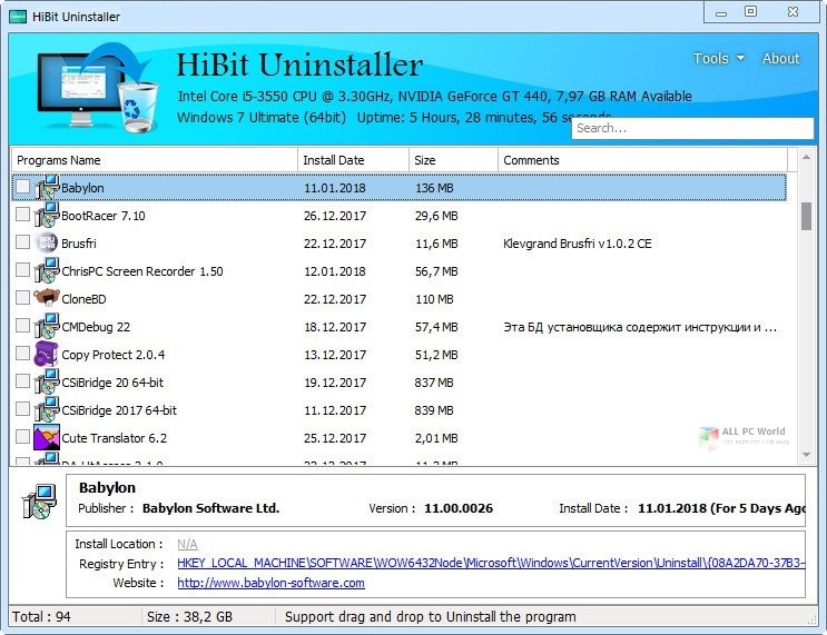 Enlace de descarga directa Hibit Uninstaller 2.5