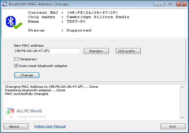 Descarga gratuita de Bluetooth MAC Address Changer